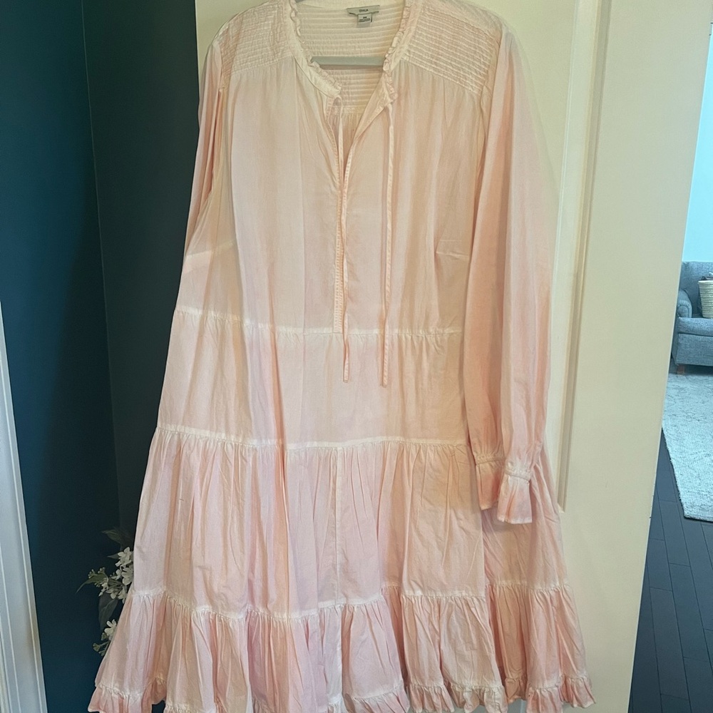 Pink tiered long sleeve dress